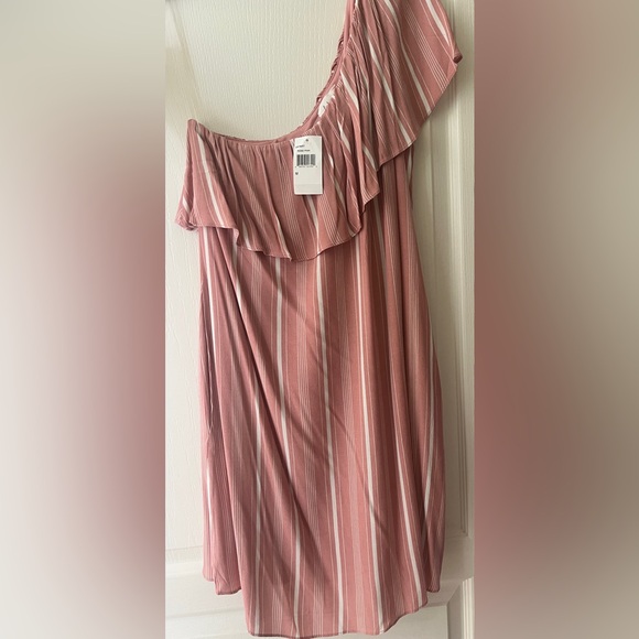 Le Kate | Rose Pink & White Vertical Stripped One Shoulder Dress | M | NWT - Picture 7 of 7